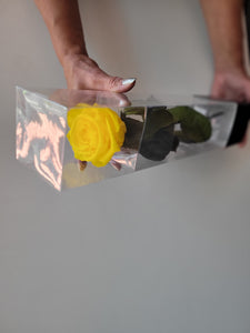 Preserved Rose on Stem in Yellow by Rose Amor