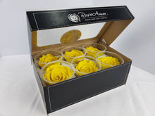 Load image into Gallery viewer, Preserved rose six pack in bright yellow by Rose Amor
